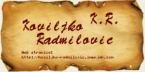 Koviljko Radmilović vizit kartica